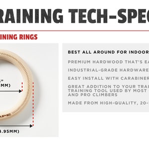 Puede incluir: Anillos de entrenamiento de madera para escalada, que miden 17,1 cm de di&aacute;metro y 23,5 cm de ancho. Los anillos est&aacute;n hechos de abedul b&aacute;ltico de alta calidad, de 20 capas, y son f&aacute;ciles de instalar con un mosquet&oacute;n y una cinta.