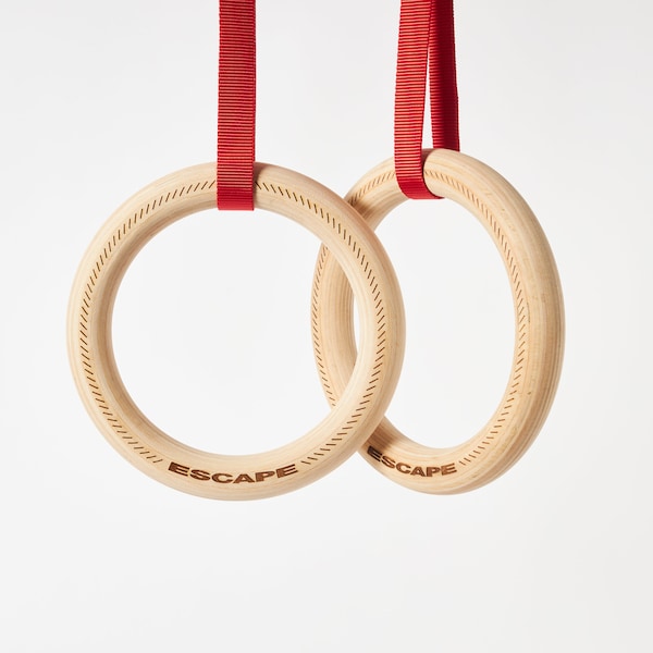 Escape Climbing Wood Strength Training Rings with Straps