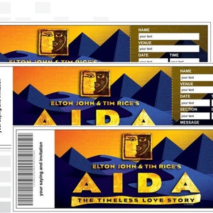 Birthday Invitation, Broadway Ticket, AIDA, Surprise Ticket, Theatre Ticket, Concert Ticket, Printable Ticket, Editable Ticket