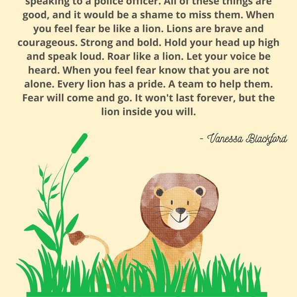 Children's Poem PDF Printable Be like a lion