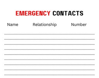 Emergency contact list pdf download