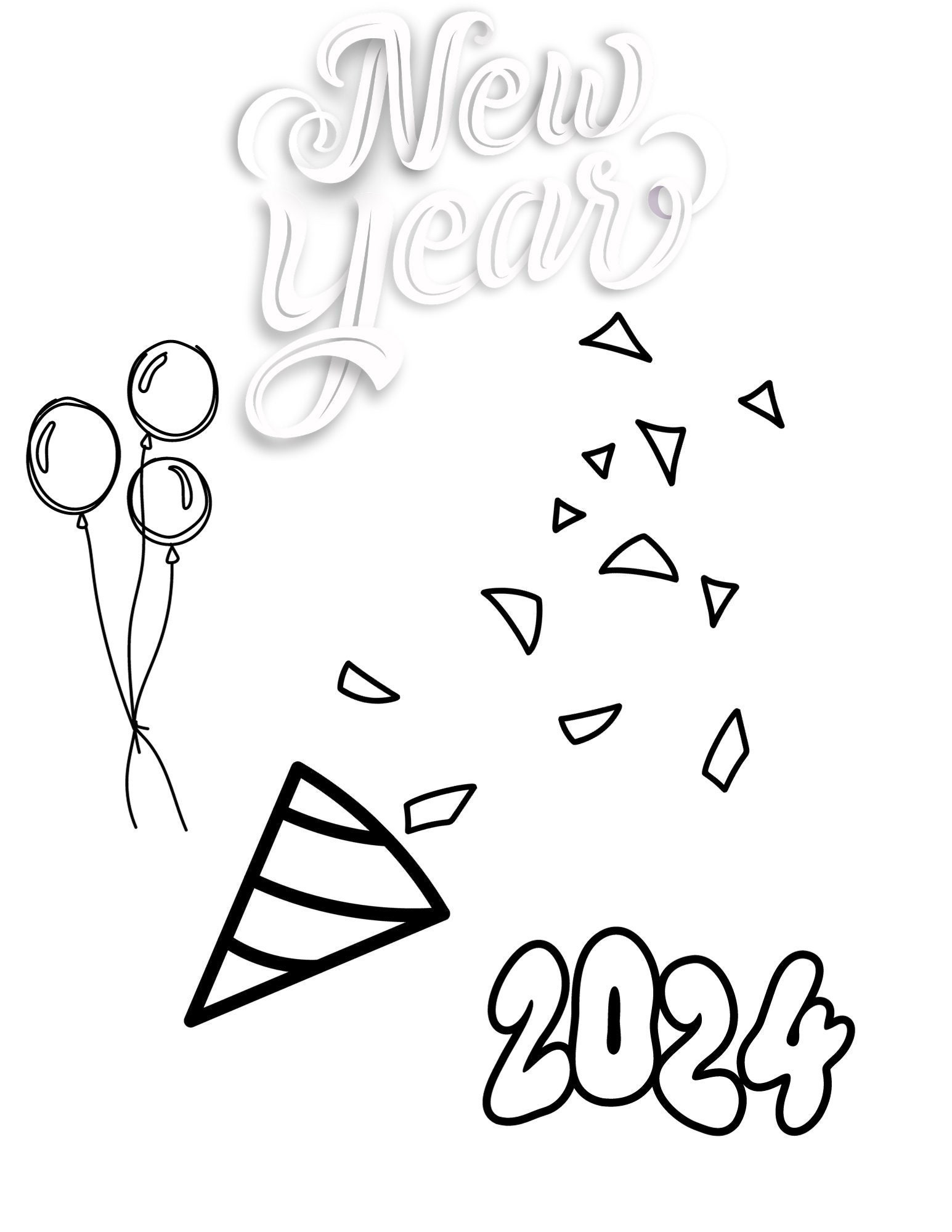 New Years 2024 Coloring Sheet Pdf Etsy