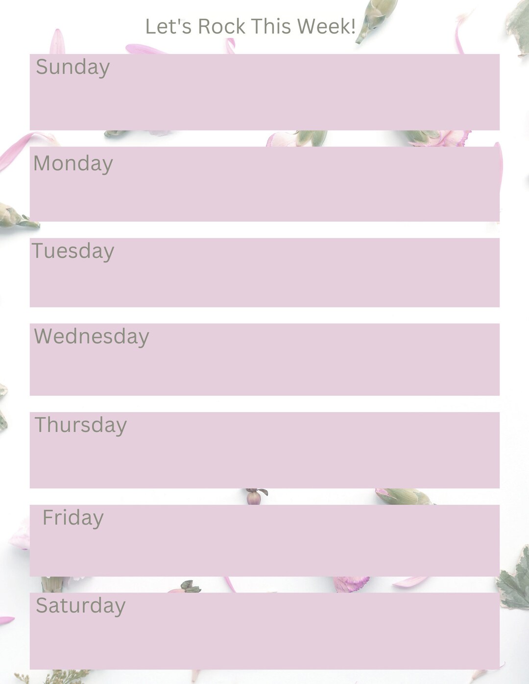 Weekly Planner PDF Download Printable Purple Floral Cute - Etsy