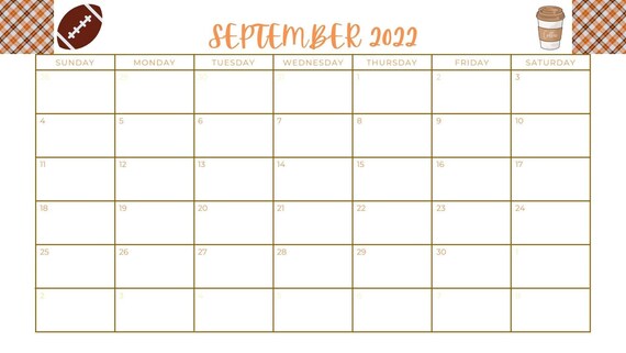 September Calendar Printable - Etsy