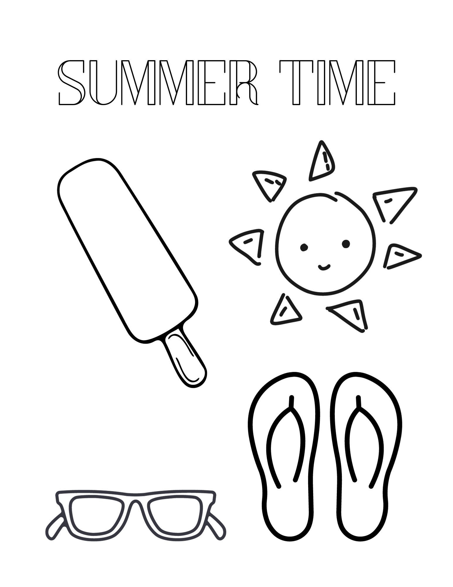 Summer Time Coloring Sheet Printable - Etsy