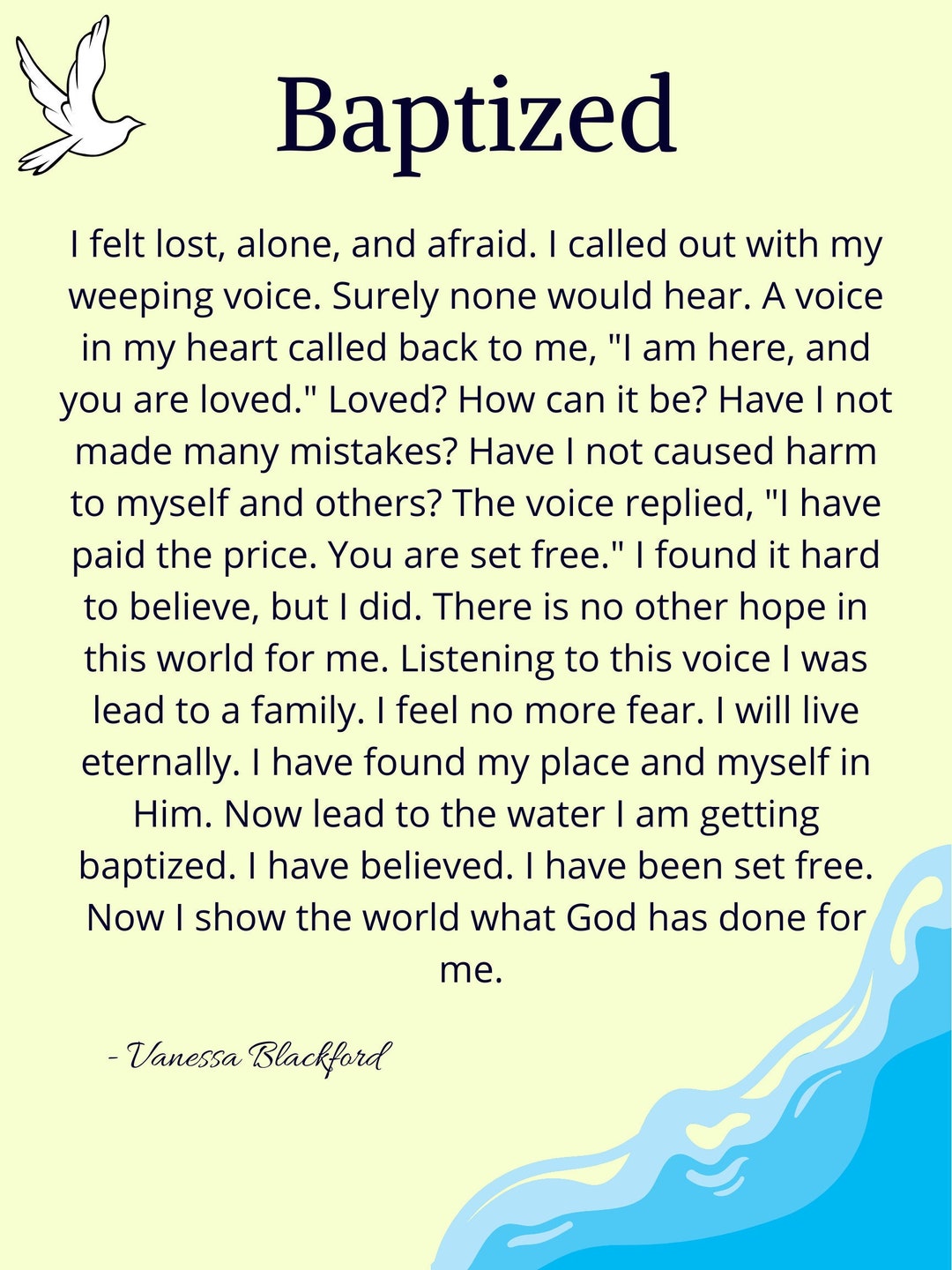 Baptism Poem Printable Gift or Decoration Etsy