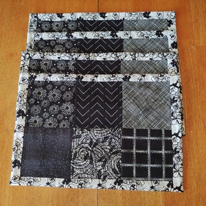 Black and white handmade placemat set.