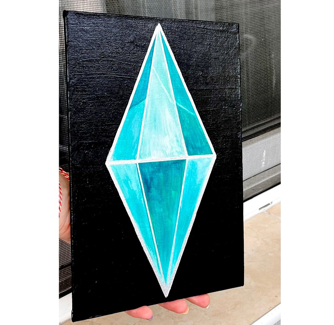 The Sims Light Blue Plumbob Painting Inspired Sims Mood Silver Etsy