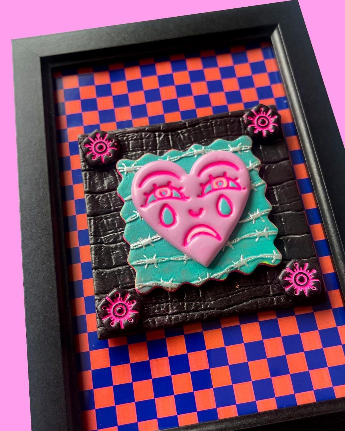 Crying Heart Tattoo Photo Frame – 3D Polymer Clay Art | Handpainted ...