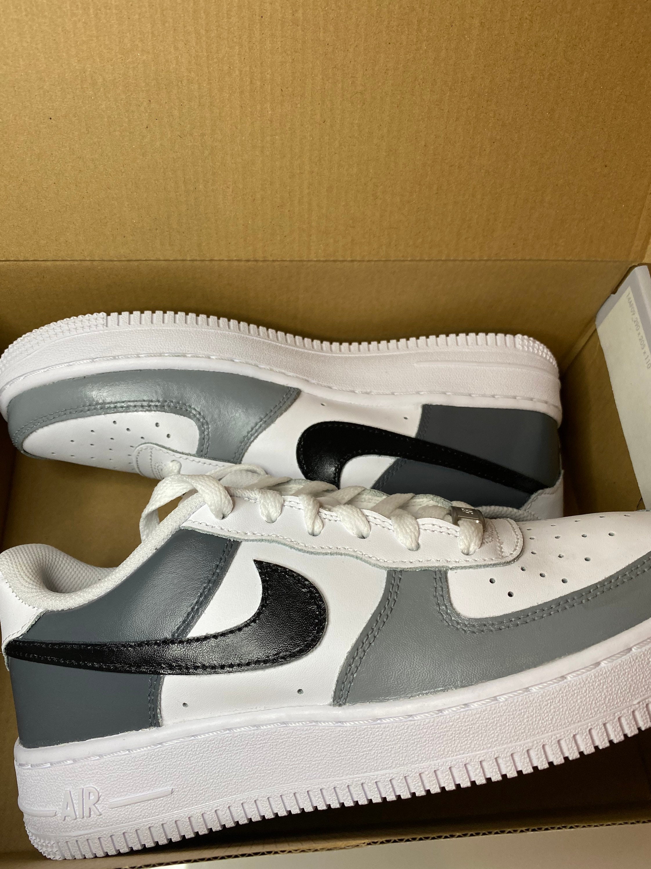 Nike custom grey and black Air Force 1s | Etsy