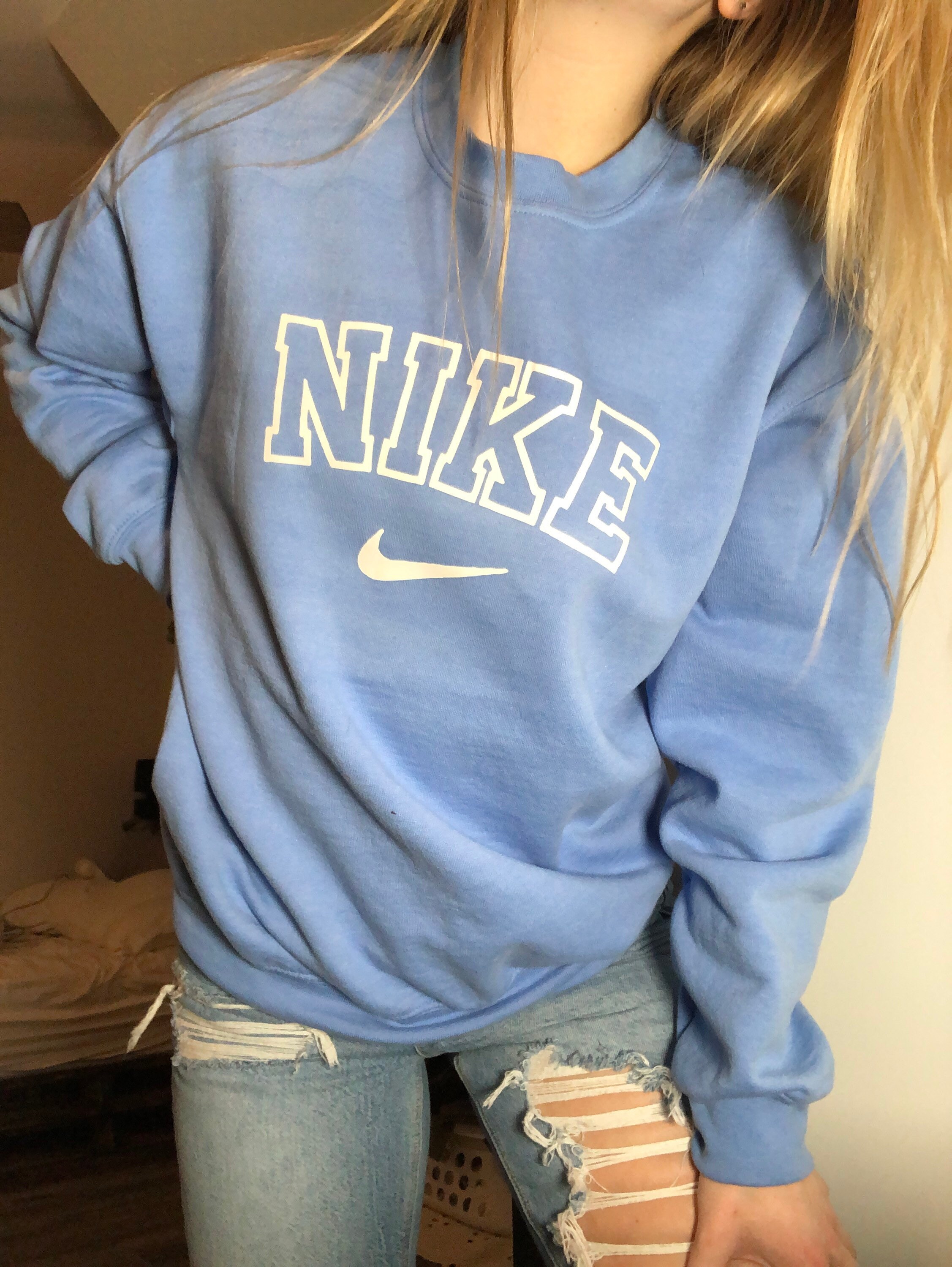 mens blue nike crewneck
