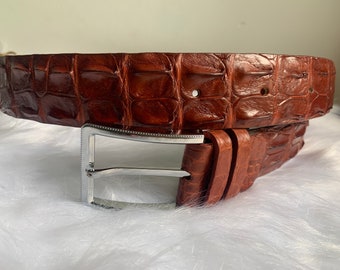 handmade leather belt men belt Brown Genuine Alligator leather belt for men gift for him