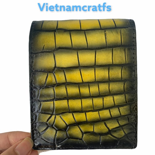 Genuine Vietnam A-lli WAX PATINA Leather Skin Bifold Wallet for shops Men, Money Clip Walllet Real A-lli Leather Skin.