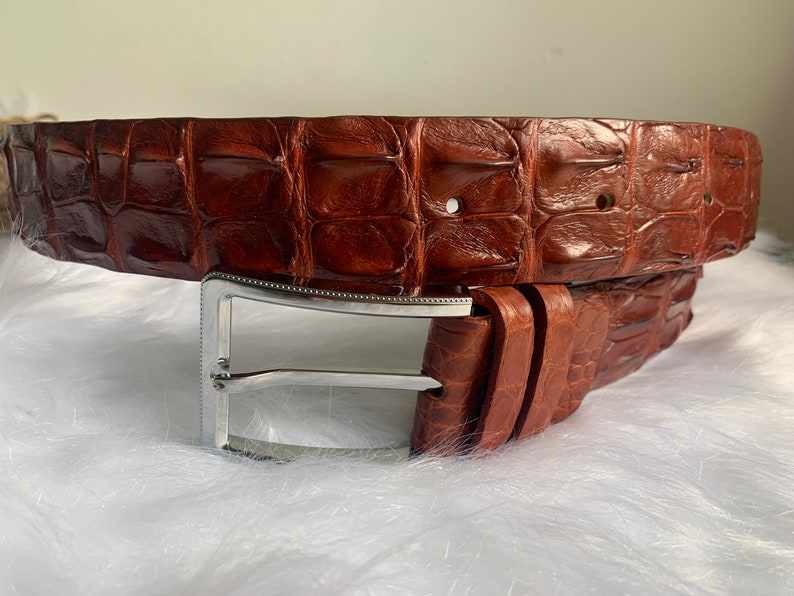 handmade leather belt men belt Brown Genuine Alligator leather belt for men gift for him
