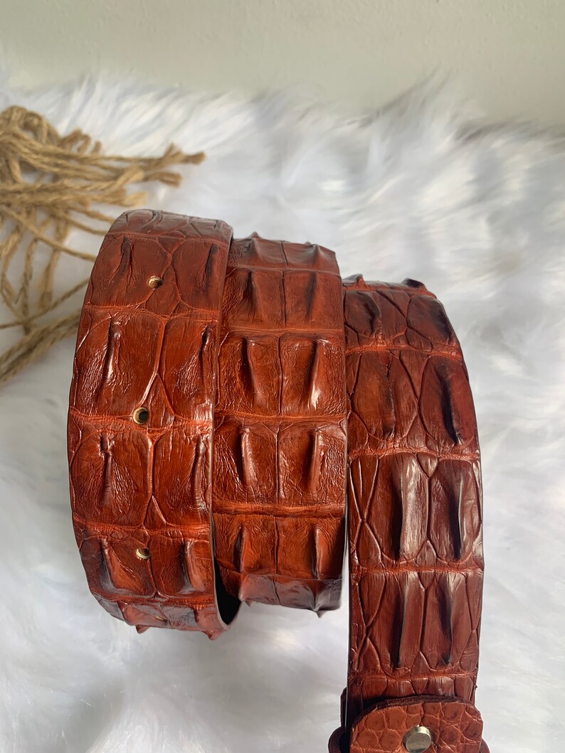 handmade leather belt men belt Brown Genuine Alligator leather belt for men gift for him