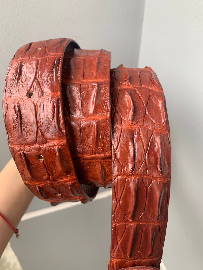 handmade leather belt men belt Brown Genuine Alligator leather belt for men gift for him