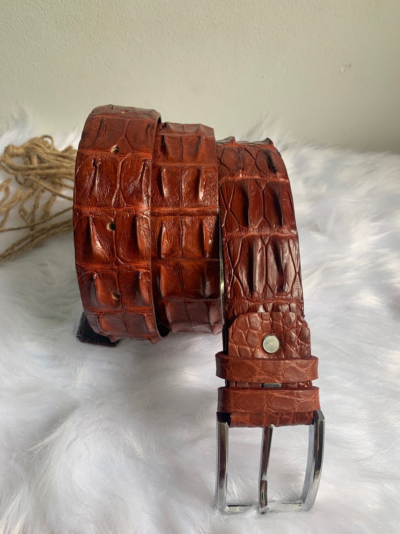 handmade leather belt men belt Brown Genuine Alligator leather belt for men gift for him