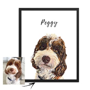 Pet Portrait, Custom dog Portrait, Personalized Dog Wall Art, Pet Memorial Ideas, Digital file or Print, Christmas gift for her