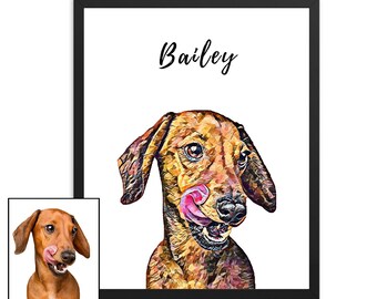 Personalized pet portrait gifts for her | custom dog portrait from photo | gift for dad birthday | DIGITAL DOWNLOAD FILE or Print