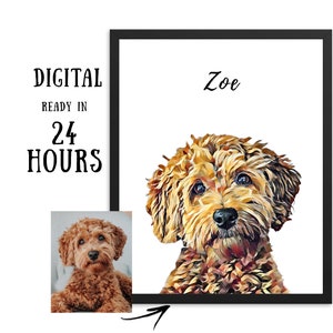 Personalized dog portrait digital file for mothers day | printable animal lover gift  | Pet Dog Wall Art | birthday gift | DIGITAL DOWNLOAD