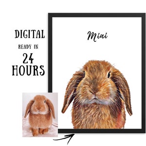rabbit portrait | pet portrait | custom bunny portrait | custom dog portrait | animal lover gift |  gift for her | gift for pet mom