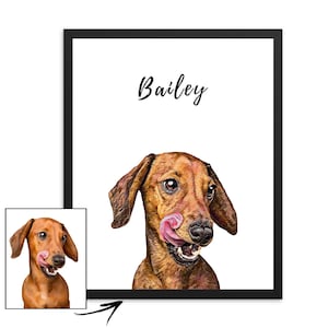 Custom dog portrait gift, pet lover owner gifts, personalized pet print from photo, digital download, gifts for her,  Christmas gift, Gift for men, pet loss gift, birthday gift, printable wall art, dog memorial, animal art, Dachshund print art,pet drawing