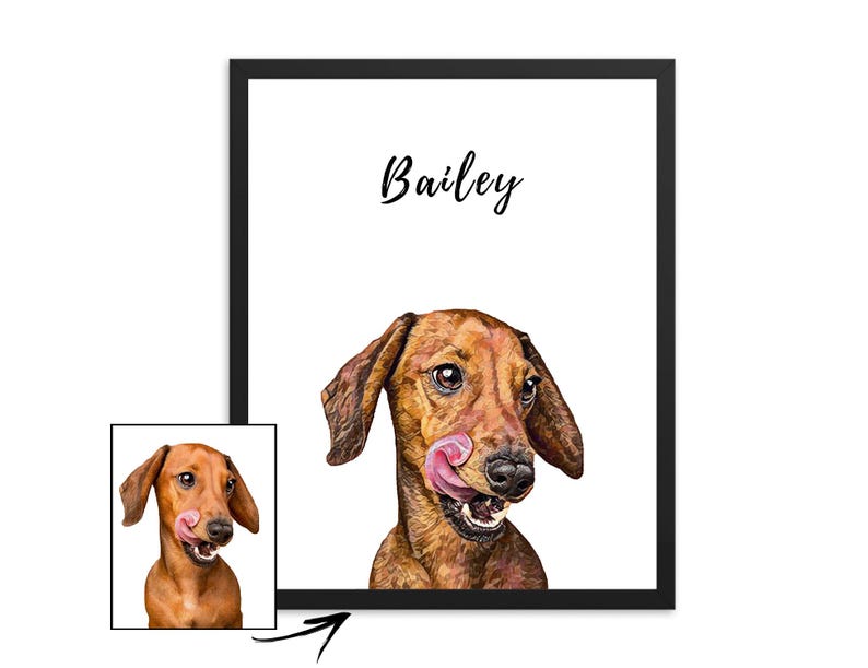 Custom dog portrait gift, pet lover owner gifts, personalized pet print from photo, digital download, gifts for her,  Christmas gift, Gift for men, pet loss gift, birthday gift, printable wall art, dog memorial, animal art, Dachshund print art,pet drawing