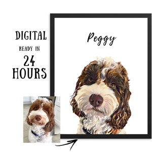 Personalised Pet portrait from photo | pet memorial gift | digital pet portrait | Pet Illustration | DIGITAL FILE in 24 hours