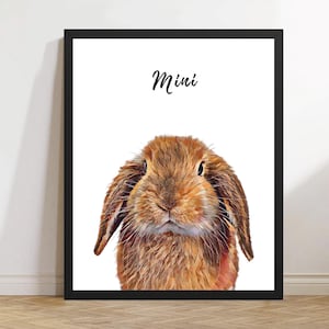 rabbit portrait | pet portrait | custom bunny portrait | custom dog portrait | animal lover gift |  gift for her | gift for pet mom