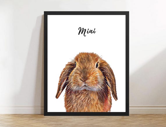 rabbit portrait | pet portrait | custom bunny portrait | custom dog portrait | animal lover gift |  gift for her | gift for pet mom