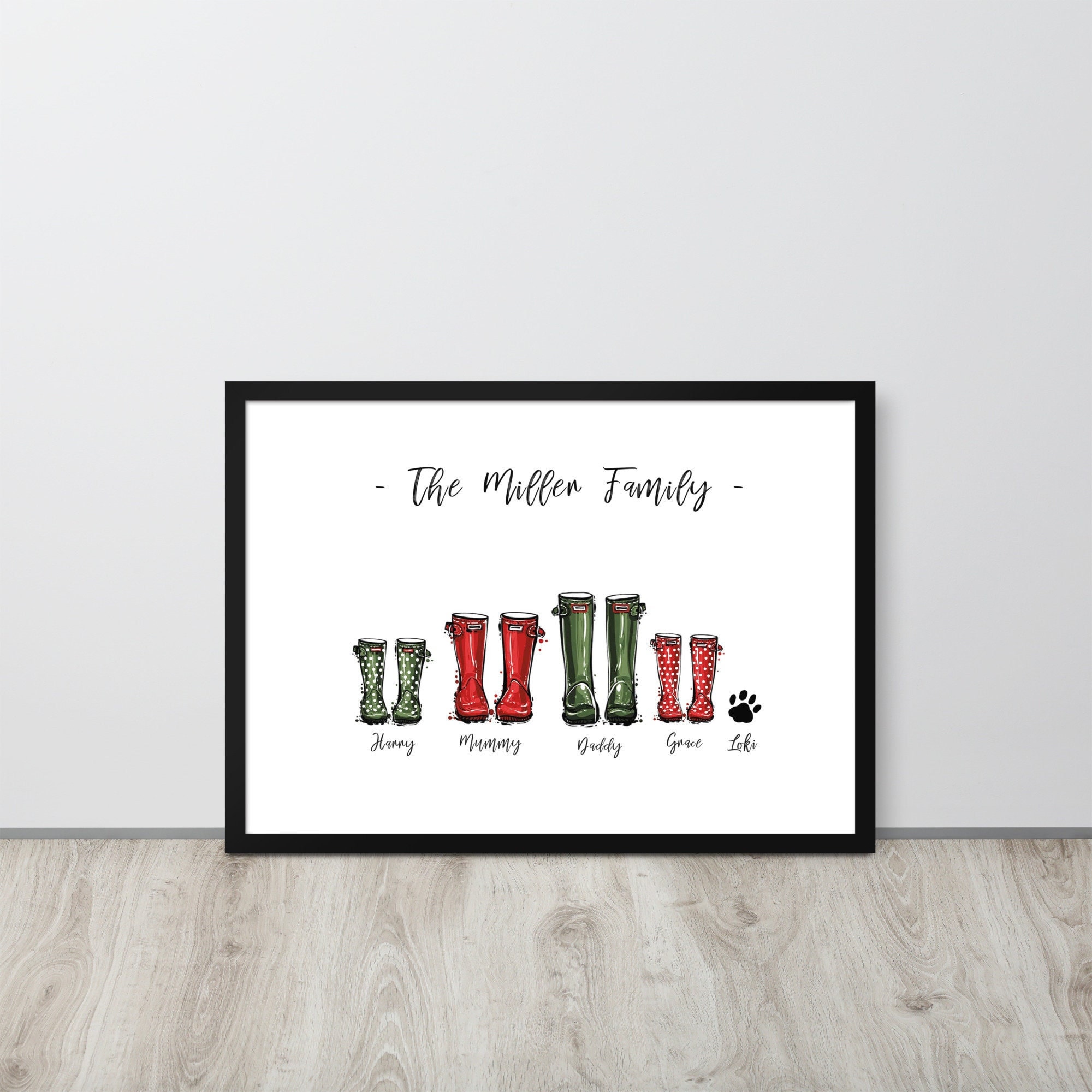 Custom Wellies Custom Family Boots Print, Personalized Welly Illustration, Home Decor ...