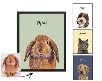 May include: A digital illustration of a brown rabbit with floppy ears. The rabbit is looking directly at the viewer. The background is a light green color. The text "Mini" is written in black above the rabbit.