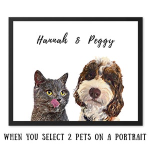 Custom cat and dog portrait, custom pet portrait, personalized gift, multiply pets portrait, digital download, gift for her,  Christmas gift, Gift for him, pet loss gift, best friend birthday gift, printable pet print, rabbit memorial, animal art