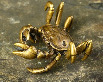 Handmade Crab Ornament Crafts Vintage Copper Miniature Display.Figurines Handmade Crab Ornament Crafts Vintage Copper Miniature Display.Figurines