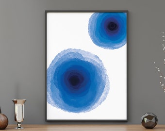 Flower Wall Art Water Color, Instant Download Printable Wall Art, Blue Rose Prints Wall Art