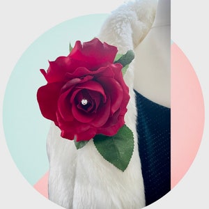 Madam Fanny Handmade Boutonnière Rose.A single red rose diamond centre