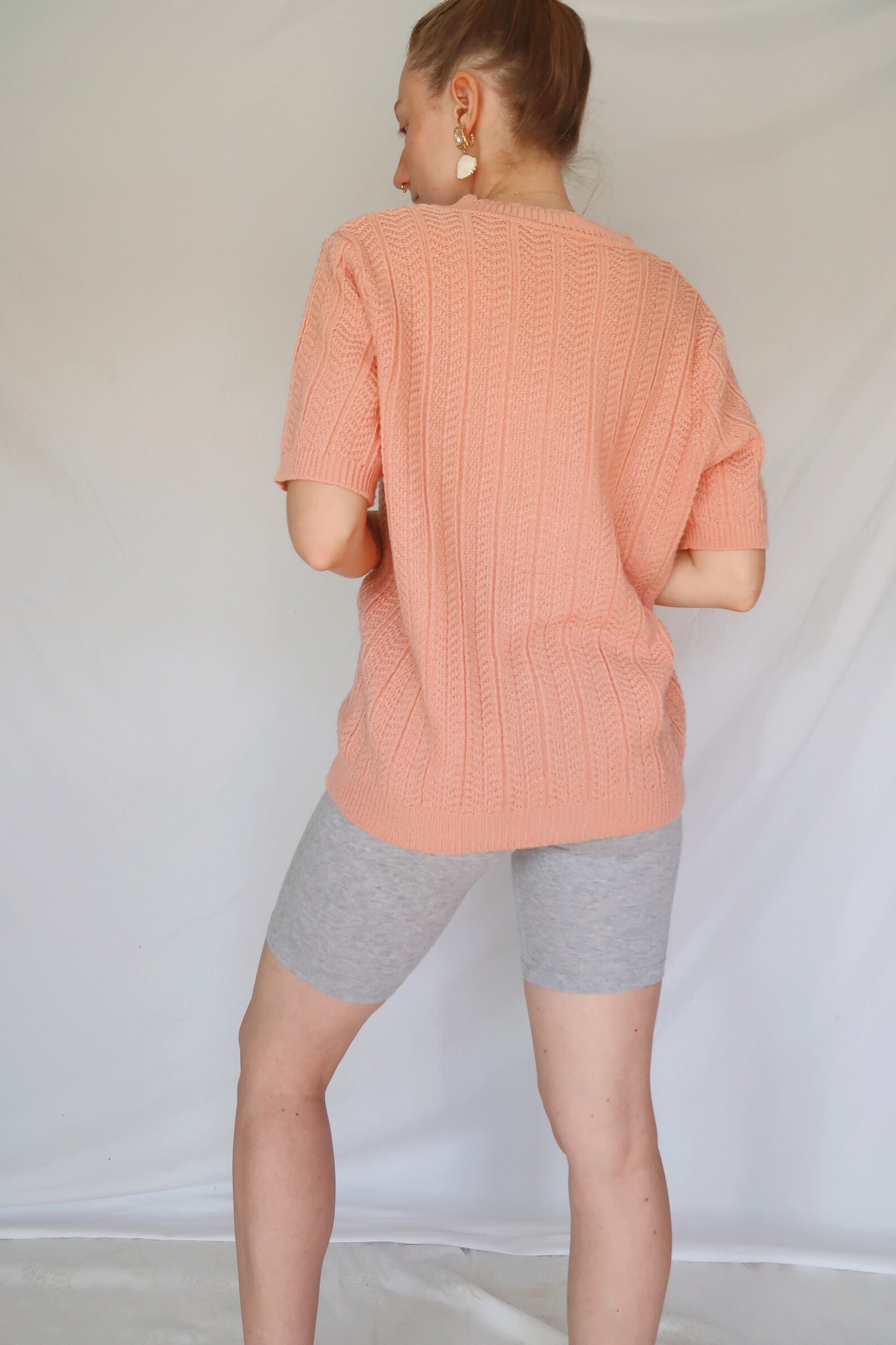 Suéter de manga corta de melocotón Etsy