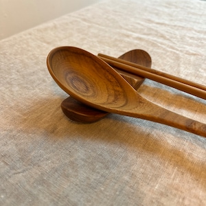 Full Set of Chopsticks + Ramen Spoon + Rest | Handcrafted from Solid Teak Wood | Reusable and Sustainable