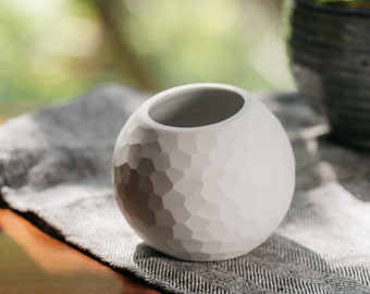 White Ceramic Vase - Japanese oriental style home decor - hand finished porcelain for flowers