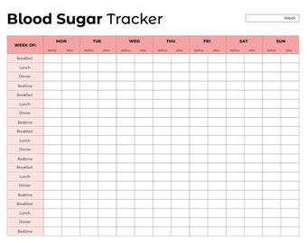 Blood Sugar Tracker, Health, Glucose Tracker, Diabetes Log, Medical Planner Printable, Gestational Diabetes, – 2 Gray, 2 Red & Multicolor