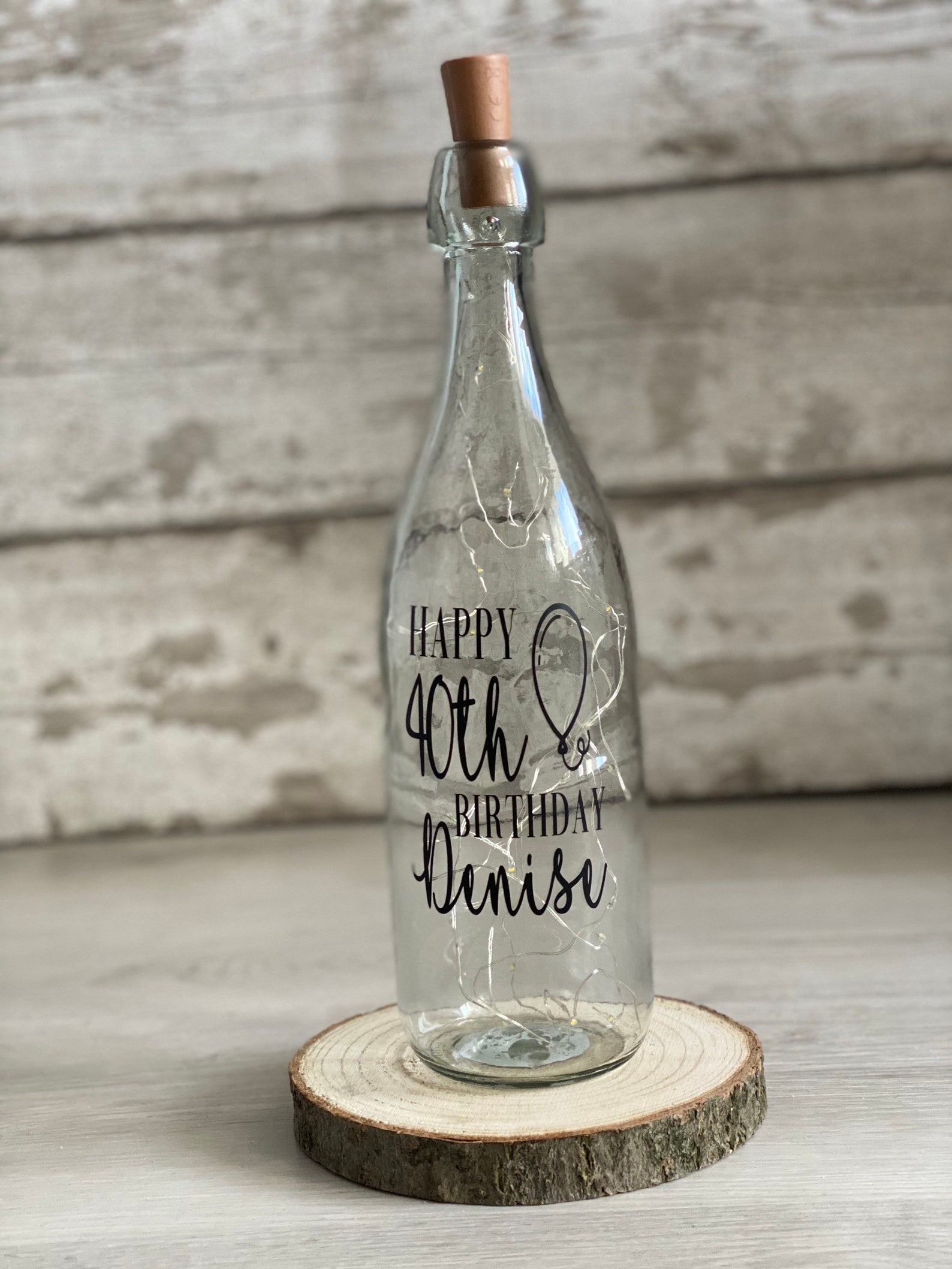Personalised Wine Bottle With Lights 30th 40th 50th 60th Etsy