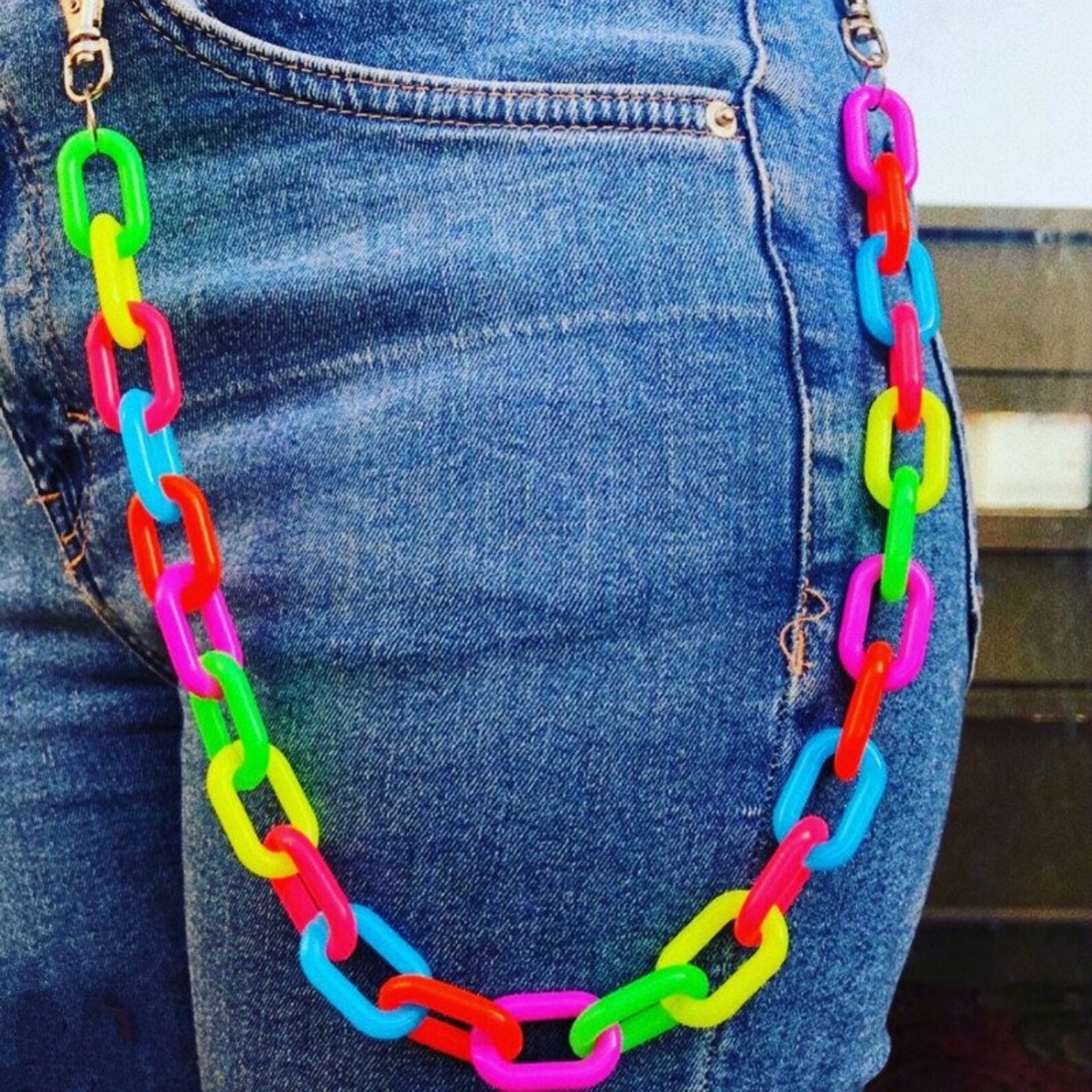 Fashion Punk Key Chain Waist Pants Chain Rainbow Color Acrylic | Etsy
