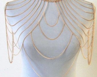 Gold colour chain double SHOULDERS CHAIN Chains JEWELRY