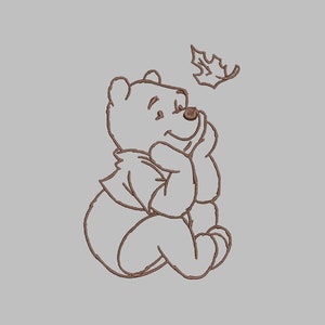 Winnie The Pooh Fall Leaf Embroidery Design - PES, DST, JEF, exp, xxx, vp3 trendy, aesthetic, Y2K, unique, easy, simple, beginner friendly