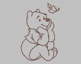 Winnie The Pooh Fall Leaf Embroidery Design - PES, DST, JEF, exp, xxx, vp3 trendy, aesthetic, Y2K, unique, easy, simple, beginner friendly