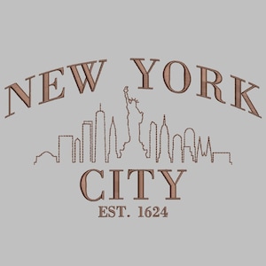 New York City Established 1624 Embroidery Design - 3 sizes, 8 file formats, trendy, aesthetic, travel, city life, commercial use, simple