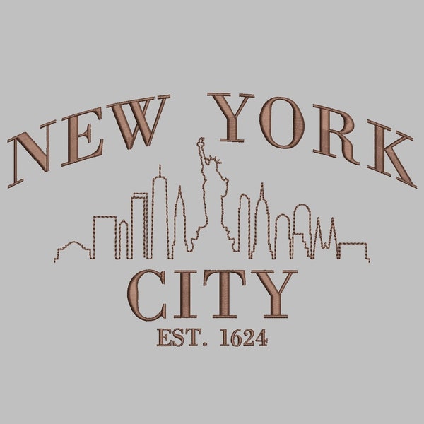 New York City créé 1624 motif de broderie - 3 tailles, PES, fichier DST