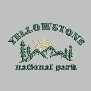 Yellowstone National Park Embroidery Design, PES, DST, JEF, exp, xxx, trendy, vacation, location, mountains, nature, hike, hiking, cute