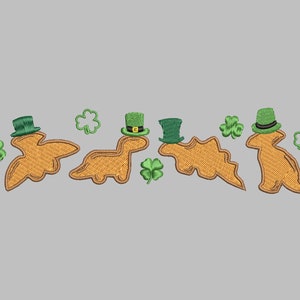 Saint Patrick's Day Dino Nuggets Embroidery Design - PES, DST, JEF, exp, xxx, vp3, nostalgic, trendy, aesthetic, unique, cute, childhood