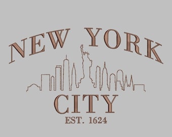 New York City Established 1624 Embroidery Design - 3 sizes, 8 file formats, trendy, aesthetic, travel, city life, commercial use, simple